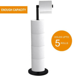 Dyzi Freestanding Toilet Roll Holder With Storage Stainless Steel Stand - thumbnail 2