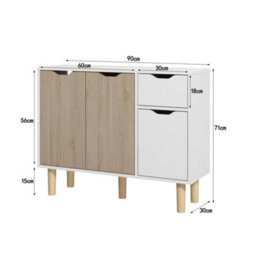 Modern Home Organizer Sideboard Living Room Storage Cabinet With 2 Door 2 Drawer - thumbnail 2