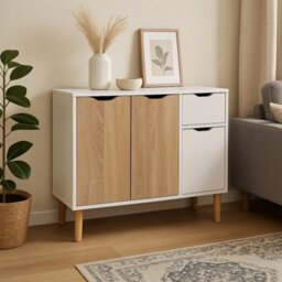 Modern Home Organizer Sideboard Living Room Storage Cabinet With 2 Door 2 Drawer - thumbnail 1