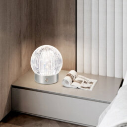 Harper Living Rechargeable Table Lamp, Small Battery Operated Desk Lamp, Globe Shade, Chrome Finish - thumbnail 3