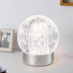 Harper Living Rechargeable Table Lamp, Small Battery Operated Desk Lamp, Globe Shade, Chrome Finish - thumbnail 2