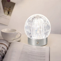 Harper Living Rechargeable Table Lamp, Small Battery Operated Desk Lamp, Globe Shade, Chrome Finish - thumbnail 4