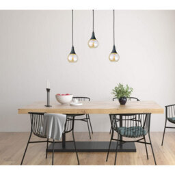 Luminosa Lighting Luminosa Lacrima Bar Pendant Ceiling Light Black Amber Glass Shade 3X E27 - thumbnail 3