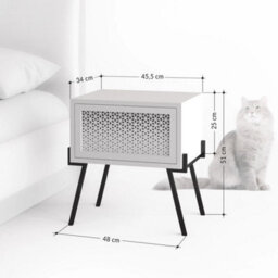 White 1 Door Push Open Bedside Cabinet Black Metal Legs Handleless - thumbnail 2