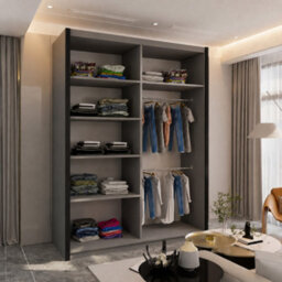 Sliding Wardrobes 4 u LTD Sliding Wardrobes 4U 2 Door Sliding Wardrobe With Led Light, Mirrored Sliding Doors, Modern Bedroom Storage - (Clay W150Cm - thumbnail 3