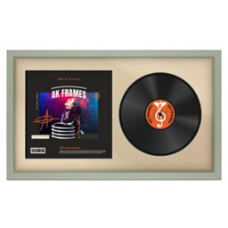 "30X17"" Green Modern Vinyl Record Frame With Ivory Mount For 12 Inch Lp Album Cover & Disc - Ak Frames" - thumbnail 1