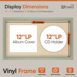 "30X17"" Green Modern Vinyl Record Frame With Ivory Mount For 12 Inch Lp Album Cover & Disc - Ak Frames" - thumbnail 2