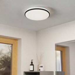 Eglo Margidore Steel White & Black Led Cct Ip54 Wall & Ceiling Light