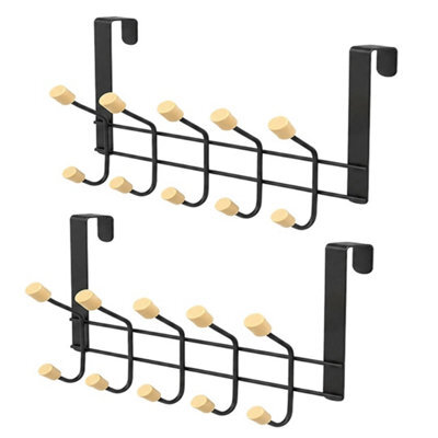 Over The Door Hanging Hook Rack 10 Hooks Coat Clothes Towel Hat Bag Organiser - image 1