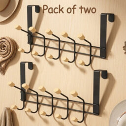 Over The Door Hanging Hook Rack 10 Hooks Coat Clothes Towel Hat Bag Organiser - thumbnail 3