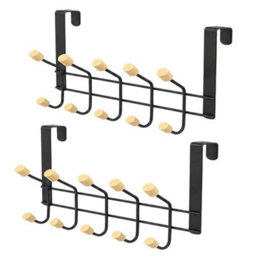 Over The Door Hanging Hook Rack 10 Hooks Coat Clothes Towel Hat Bag Organiser - thumbnail 1
