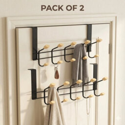 Over The Door Hanging Hook Rack 10 Hooks Coat Clothes Towel Hat Bag Organiser - thumbnail 4
