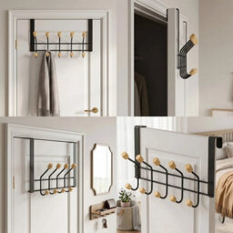 Over The Door Hanging Hook Rack 10 Hooks Coat Clothes Towel Hat Bag Organiser - thumbnail 5