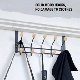 Over The Door Hanging Hook Rack 10 Hooks Coat Clothes Towel Hat Bag Organiser - thumbnail 6