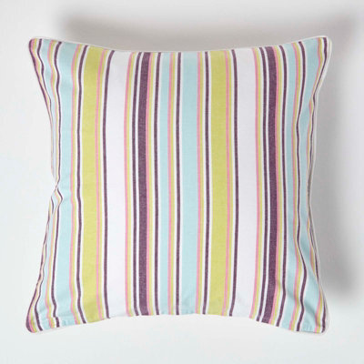 Homescapes Cotton Osaka Green Stripe Cushion Cover, 60 X 60 Cm - image 1