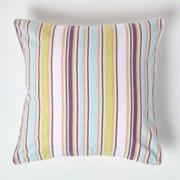 Homescapes Cotton Osaka Green Stripe Cushion Cover, 60 X 60 Cm