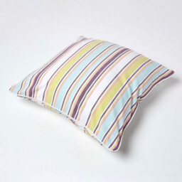 Homescapes Cotton Osaka Green Stripe Cushion Cover, 60 X 60 Cm - thumbnail 4