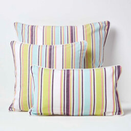 Homescapes Cotton Osaka Green Stripe Cushion Cover, 60 X 60 Cm - thumbnail 5
