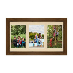 AK Frames 40X20Cm Walnut Modern Multi Photo Frame With Ivory Mount - Holds 3 Apertures (3X) 6X4 Photos