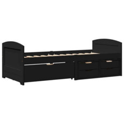 Berkfield Day Bed With 5 Drawers Without Mattress Irun Black 90X200 Cm - thumbnail 2
