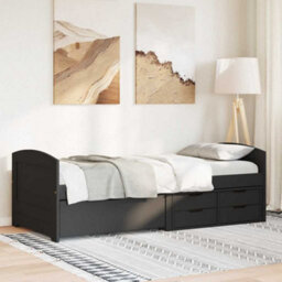 Berkfield Day Bed With 5 Drawers Without Mattress Irun Black 90X200 Cm - thumbnail 4