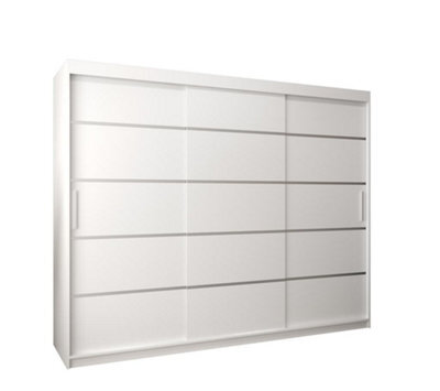 Arte Verona 01 Contemporary 3 Sliding Door Wardrobe 9 Shelves 2 Rails White Matt (H)2000mm (W)2500mm (D)620mm - image 1