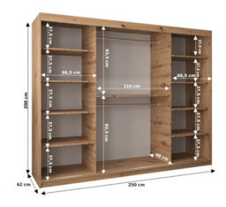 Arte Verona 01 Contemporary 3 Sliding Door Wardrobe 9 Shelves 2 Rails White Matt (H)2000mm (W)2500mm (D)620mm - thumbnail 4