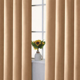 Bedlooms Blackout Curtains Thermal Insulated Eyelet Ready Made Ring Top Beige Curtain (Pair) 66 X 72 Inches With Tie Backs - thumbnail 9