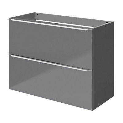GoodHome Imandra Slimline Gloss Grey Wall-Mounted Bathroom Cabinet (H) 600mm (W) 800mm - image 1