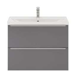 GoodHome Imandra Slimline Gloss Grey Wall-Mounted Bathroom Cabinet (H) 600mm (W) 800mm - thumbnail 4