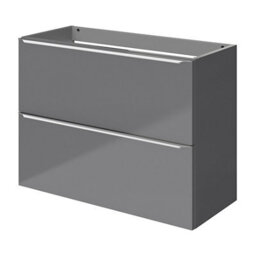 GoodHome Imandra Slimline Gloss Grey Wall-Mounted Bathroom Cabinet (H) 600mm (W) 800mm