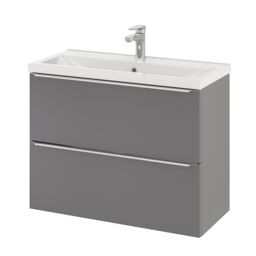 GoodHome Imandra Slimline Gloss Grey Wall-Mounted Bathroom Cabinet (H) 600mm (W) 800mm - thumbnail 6
