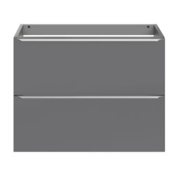 GoodHome Imandra Slimline Gloss Grey Wall-Mounted Bathroom Cabinet (H) 600mm (W) 800mm - thumbnail 2