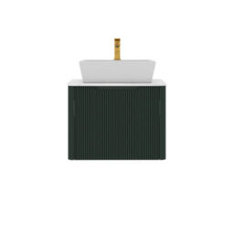 Royal Bathrooms Avenza 600mm Deep Moss Green Wall Hung Bathroom Countertop Vanity Unit 1 Drawer With Cube Basin - thumbnail 6