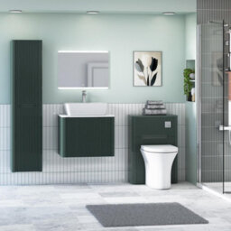 Royal Bathrooms Avenza 600mm Deep Moss Green Wall Hung Bathroom Countertop Vanity Unit 1 Drawer With Cube Basin - thumbnail 4