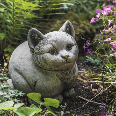 Cute Fat Cat Solid Stone Garden Ornament - image 1