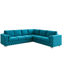 Stratus Interiors Ashley Teal Blue Chesterfield Full Back Sofa Collection With Sophisticated Charm-Corner - thumbnail 2