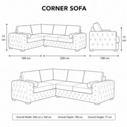 Stratus Interiors Ashley Teal Blue Chesterfield Full Back Sofa Collection With Sophisticated Charm-Corner - thumbnail 3