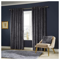 Ameha Charcoal Velvet Curtain Ready Made Eyelet Blackout Thermal Insulated Curtain Pair 90''x90'' With Tiebacks Home Decor Uk - thumbnail 5