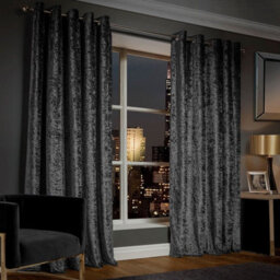 Ameha Charcoal Velvet Curtain Ready Made Eyelet Blackout Thermal Insulated Curtain Pair 90''x90'' With Tiebacks Home Decor Uk - thumbnail 7