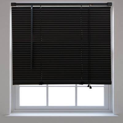 Furnished Pvc Venetian Blinds - Black 25mm Slats Trimmable Blinds For Windows And Doors (W)175Cm (L)210Cm - image 1
