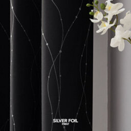 Deconovo Dotted Line Foil Printed Blackout Curtains Thermal Eyelet Curtains For Nursery, 66 X 54 Inch, Black, 2 Panels - thumbnail 3