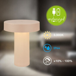 Briloner Battery Powered Beige Touch Dimmer Rechargeable Table Lamp - thumbnail 3