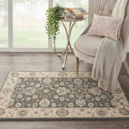 Grey Ivory Aqua Luxurious Traditional Easy To Clean Rug For Dining Room Bed Room And Living Room-239Cm (Circle)
