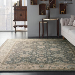 Grey Ivory Aqua Luxurious Traditional Easy To Clean Rug For Dining Room Bed Room And Living Room-239Cm (Circle) - thumbnail 3