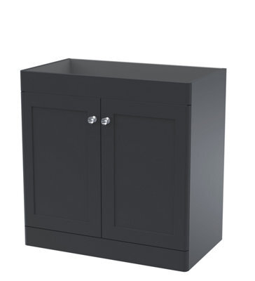 Hudson Reed Classique Components Floor Standing 2-Door Vanity Unit, Stylish Single Vanity Unit With Soft Close Doors, Soft Black - image 1