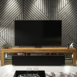 Creative Furniture Nova Tv Unit 200Cm - Dark Oak & Black Matt Doors And Led Lights - thumbnail 1