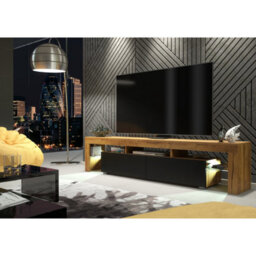 Creative Furniture Nova Tv Unit 200Cm - Dark Oak & Black Matt Doors And Led Lights - thumbnail 6