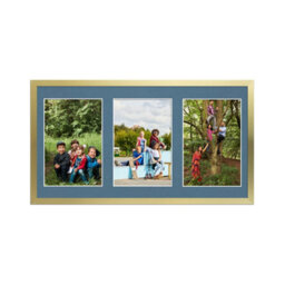 AK Frames 40X20Cm Gold Sleek Multi Photo Frame With Pompadour Mount - Holds 3 Apertures (3X) 6X4 Photos - thumbnail 1