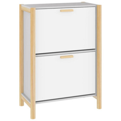 Berkfield Elegant Shoe Cabinet White 57.5X33X80 Cm Engineered Wood - image 1